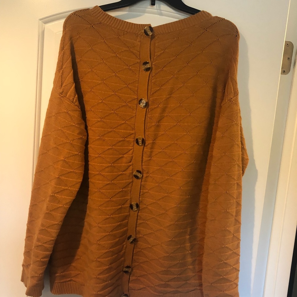 Golden Button Back Stitch Fix Sweater